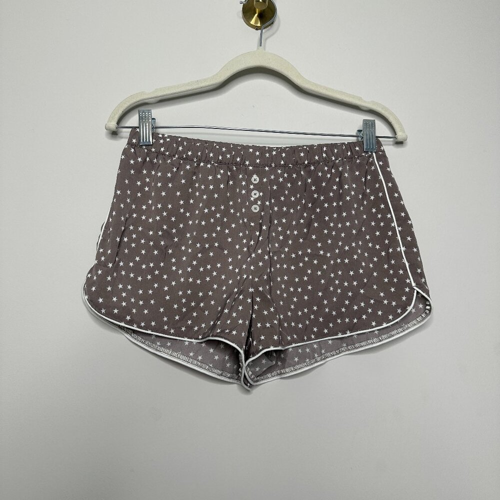 Aerie Grey Satin Stars Sleep Pajama Shorts Women's XS